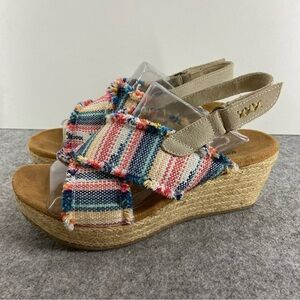 Minnetonka Womens Multi Laredo Breeze Slingback Wedge Sandal Size 7